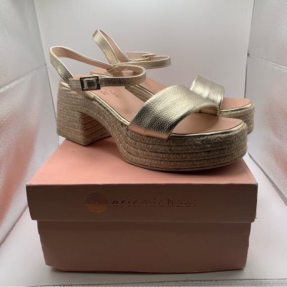 Eric Michael Shoes - Eric Michael argento Sandals gold platform ankle strip Spain size 38 US 7.5 786